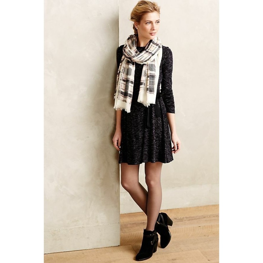 Anthropologie Saturday Sunday Nova Dress Tie Waist Heather Black Knit Sz XS